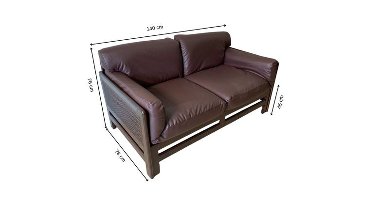 ชุดโซฟา 3+2+1 โครงไม้หวาย เบาะหนัง สีน้ำตาลเข้ม รูปที่ 9