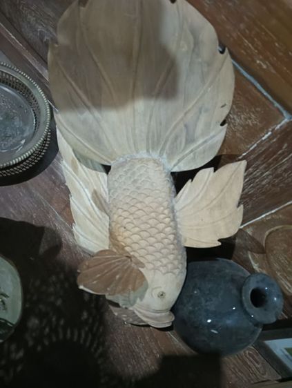 ไม้แกะสลัก ปลากัด 