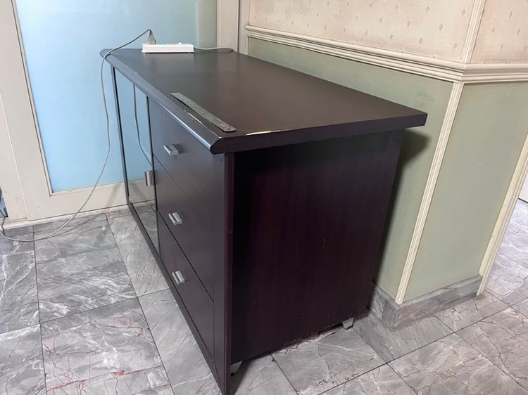 ตู้ไม้สีดำ สำหรับเก็บของ  จัดระเบียบของ และสารพัดประโยชน์ พร้อมบานเปิด-ปิด  รูปที่ 2