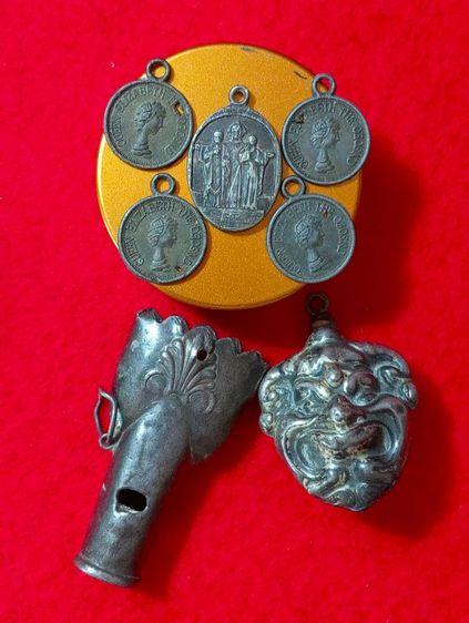 อังกฤษ..ทั้งหมด เหรียญเก่า,กระบวน,นกหวีด เนื้อเงินแท้เก่าโบราณ 