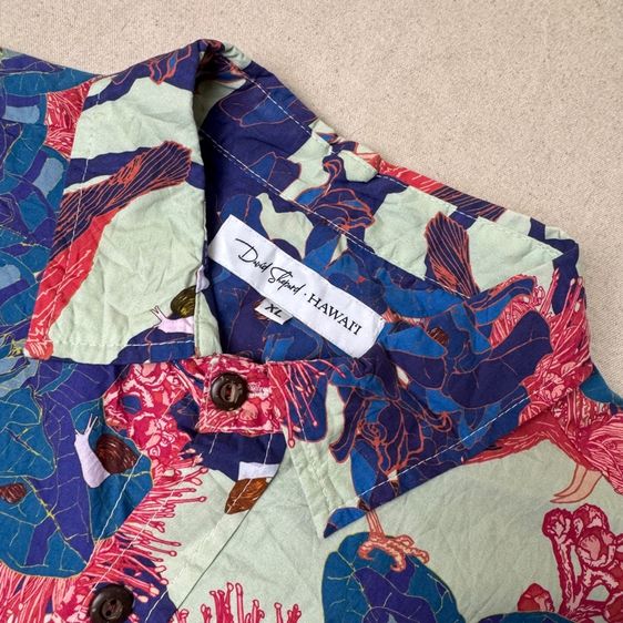 เสื้อฮาวายลายดอก​ David Shepard Hawaii ผ้าต่อลาย Size XL รูปที่ 5