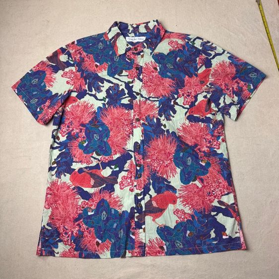 เสื้อฮาวายลายดอก​ David Shepard Hawaii ผ้าต่อลาย Size XL