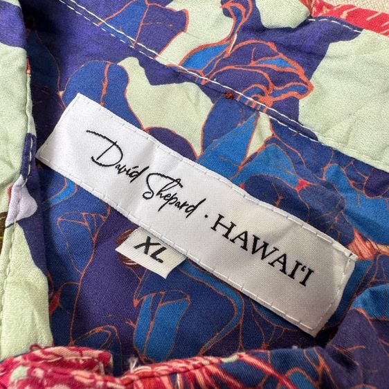 เสื้อฮาวายลายดอก​ David Shepard Hawaii ผ้าต่อลาย Size XL รูปที่ 6