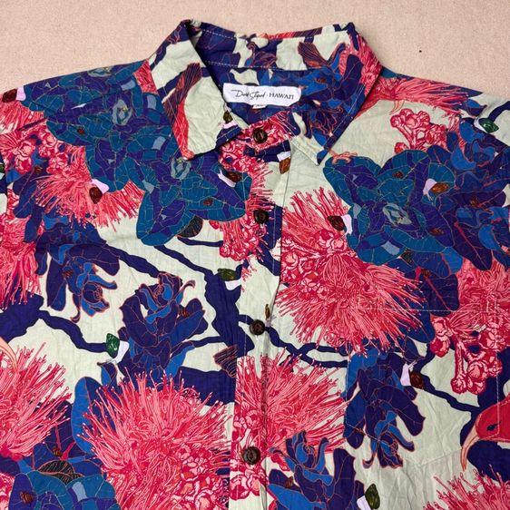 เสื้อฮาวายลายดอก​ David Shepard Hawaii ผ้าต่อลาย Size XL รูปที่ 3