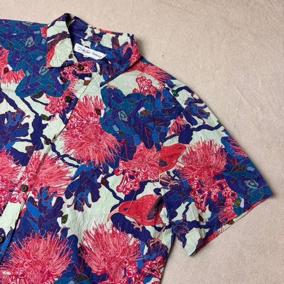 เสื้อฮาวายลายดอก​ David Shepard Hawaii ผ้าต่อลาย Size XL รูปที่ 2