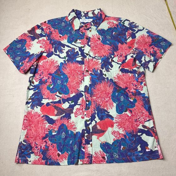 เสื้อฮาวายลายดอก​ David Shepard Hawaii ผ้าต่อลาย Size XL รูปที่ 8