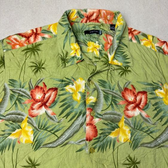 เสื้อฮาวายลายดอก​ Visitor ผ้า Silk Size XL รูปที่ 3