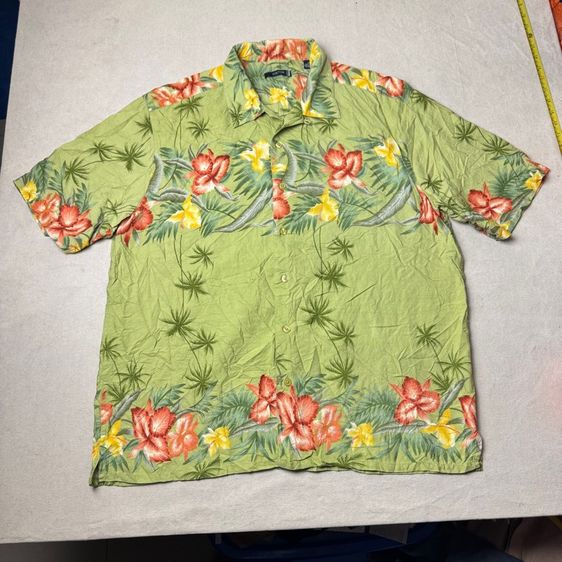 เสื้อฮาวายลายดอก​ Visitor ผ้า Silk Size XL รูปที่ 6