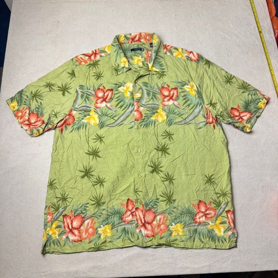 เสื้อฮาวายลายดอก​ Visitor ผ้า Silk Size XL