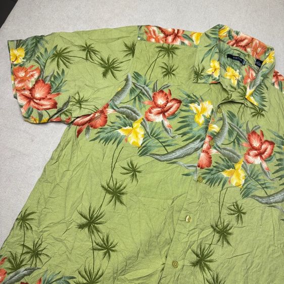 เสื้อฮาวายลายดอก​ Visitor ผ้า Silk Size XL รูปที่ 4