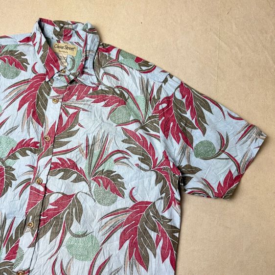 เสื้อฮาวายลายดอก​ Cooke Street ผ้าต่อลาย Size L รูปที่ 2