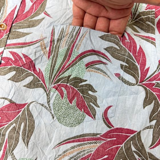 เสื้อฮาวายลายดอก​ Cooke Street ผ้าต่อลาย Size L รูปที่ 5