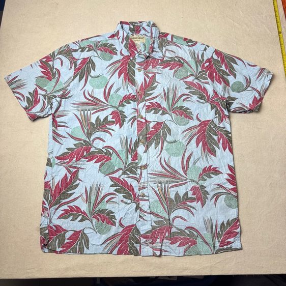 เสื้อฮาวายลายดอก​ Cooke Street ผ้าต่อลาย Size L รูปที่ 6