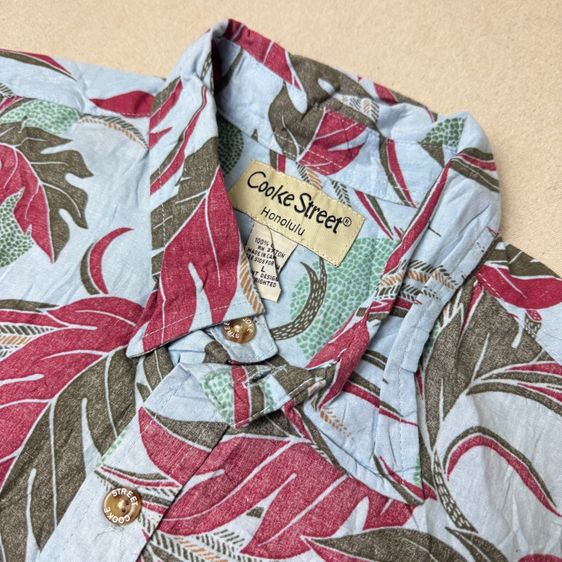 เสื้อฮาวายลายดอก​ Cooke Street ผ้าต่อลาย Size L รูปที่ 4