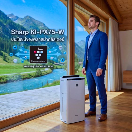 Sharp KI-PX75-W เครื่องฟอก ได้อากาศแบบสวิส พลาสม่าคลัสเตอร์ NEXT จบทุกฝุ่นพิษ ควันป่าทำลายปอด รูปที่ 5
