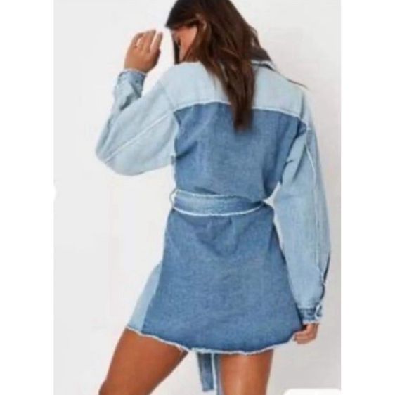 เดรสยีนส์ลายตัดต่อแบรนด์ USA แท้ป้ายห้อย รูปที่ 9