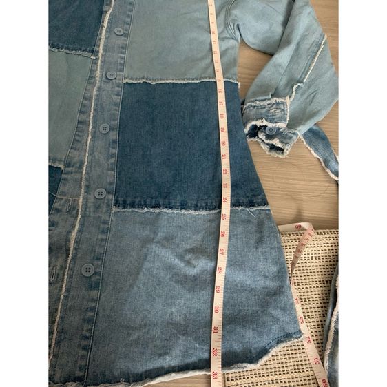 เดรสยีนส์ลายตัดต่อแบรนด์ USA แท้ป้ายห้อย รูปที่ 7