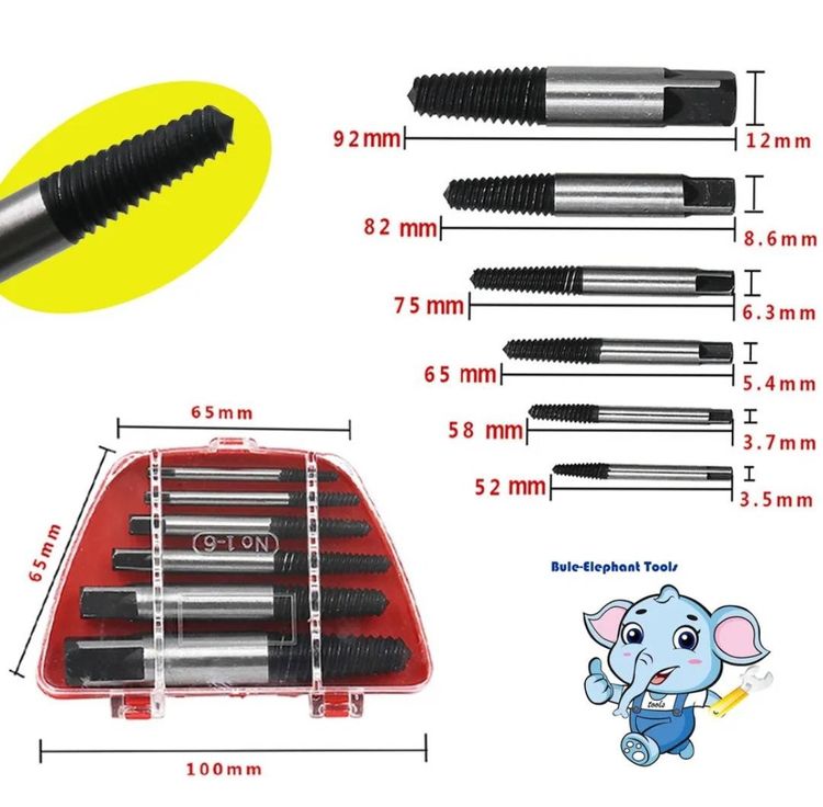 ตัวช่วยถอดน็อตหักคาหรือท่อเกลียวประปา ถอนด้วยกลียวซ้าย เบอร์1-6