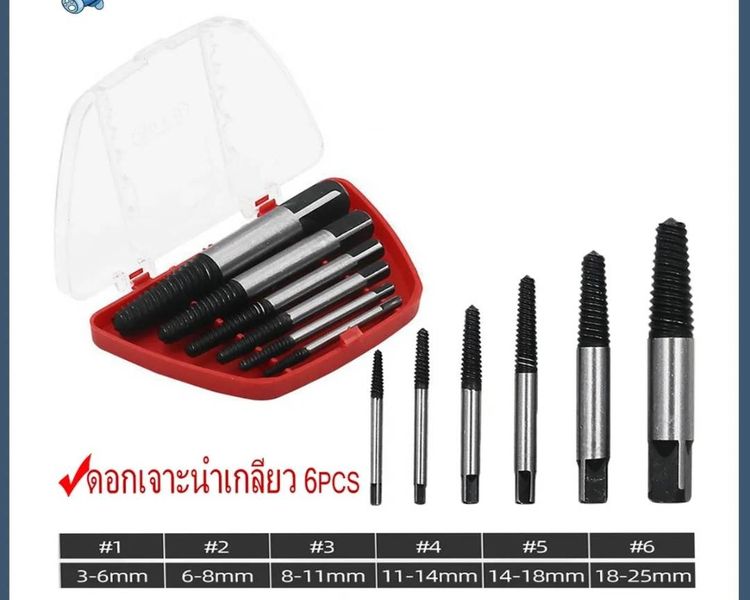 ตัวช่วยถอดน็อตหักคาหรือท่อเกลียวประปา ถอนด้วยกลียวซ้าย เบอร์1-6 รูปที่ 4