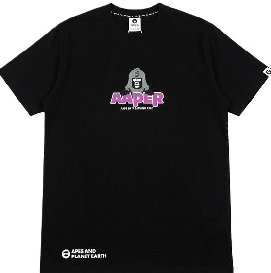 เสื้อทีเชิ้ต EU 45 ดำ แขนสั้น AAPE by A Bathing Ape – AAPER Kilo Basic One Point T-Shirt AAPER Graphic Kilo