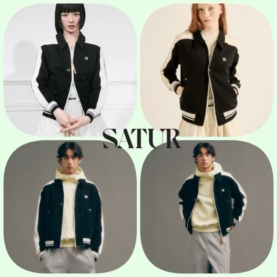 แจ็คเก็ตซิป SATUR สีกรม แขนแถบครีม Size M รูปที่ 9