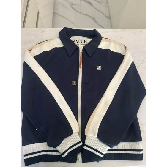 แจ็คเก็ตซิป SATUR สีกรม แขนแถบครีม Size M รูปที่ 2