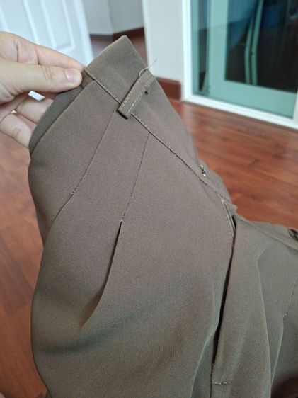 กางเกงผ้าขายาวเอวสูงสีน้ำตาล รูปที่ 5