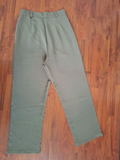 กางเกงผ้าขายาวเอวสูงสีน้ำตาล รูปที่ 3