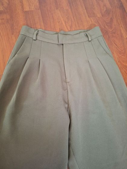 กางเกงผ้าขายาวเอวสูงสีน้ำตาล รูปที่ 2