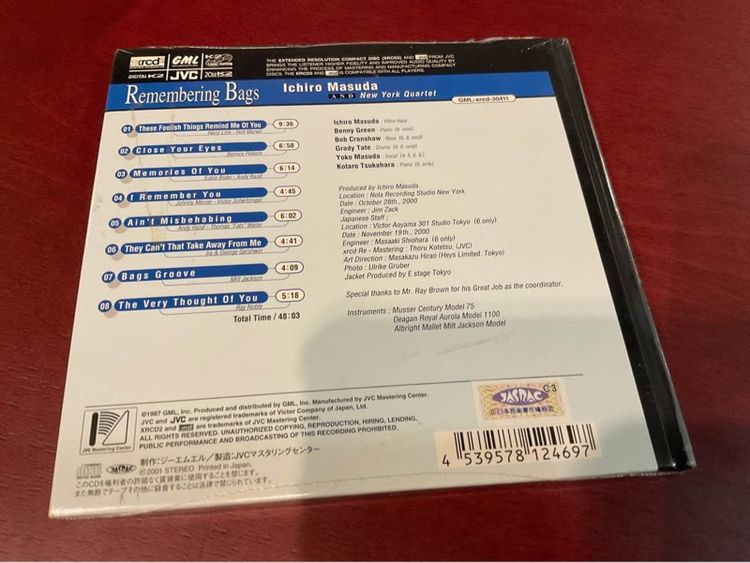 ขายแผ่นซีดีออดิโอไฟล์แผ่นซีลบันทึกเยี่ยม Ichiro Masuda and New York Quartet ‎Remembering Bags GML -XRCD Japan SS sealed  รูปที่ 2