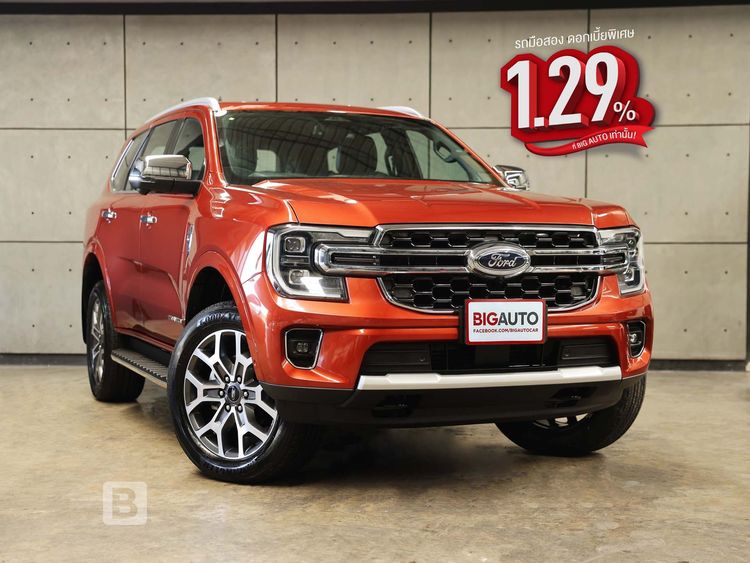 Ford Everest 2024 2.0 Titanium Plus 4WD Utility-car ดีเซล ไม่ติดแก๊ส เกียร์อัตโนมัติ ส้ม