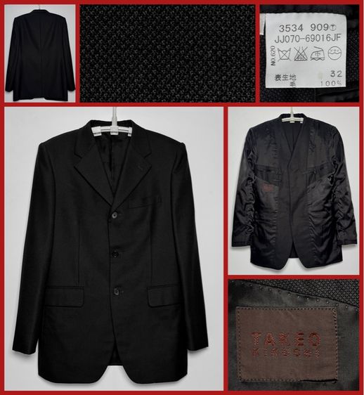 ดำ แขนยาว ⚠️ยังไม่เคยใช้‼️เสื้อสูท TAKEO KIKUCHI ของแท้ MADE IN JAPAN สูทซื้อจาก SHOP