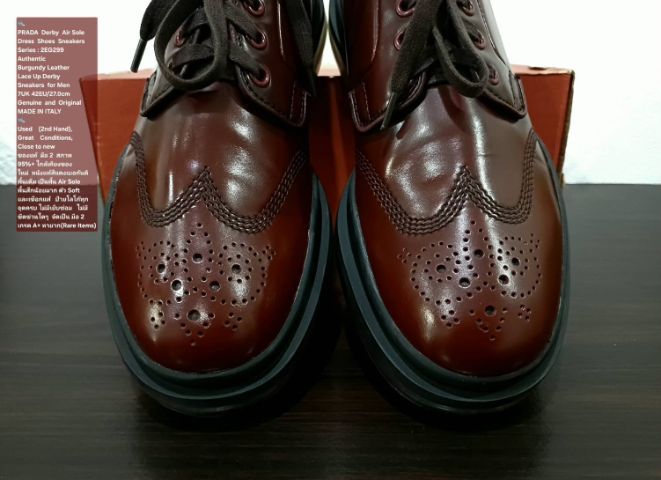 PRADA Berdy Air Sole Sneakers, Men's 7UK 42EU(27.0cm) Original Made in Italy ของแท้ มือ 2 สภาพใกล้เคียงของใหม่ หนังแท้ พื้นเต็ม งดงามมาก รูปที่ 5