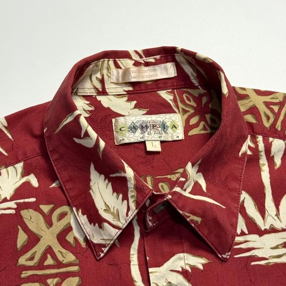 เสื้อเชิ้ตฮาวายสีแดง แบรนด์ CAMPIA อก 24.5" ยาว 30.5" รูปที่ 3