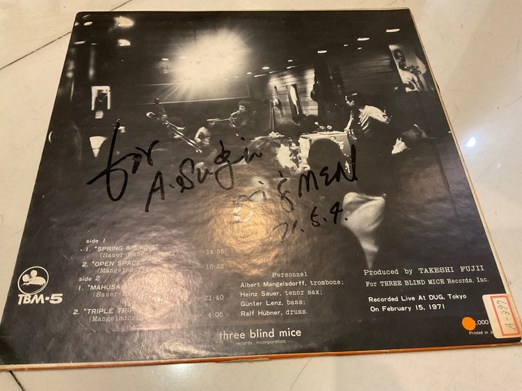 ขายแผ่นเสียงค่ายดัง Three Blind Mice 1st press  Albert Mangelsdorff Quartet   DigginLive At Dug Tokyo LP record Vinyl ส่งฟรี รูปที่ 3