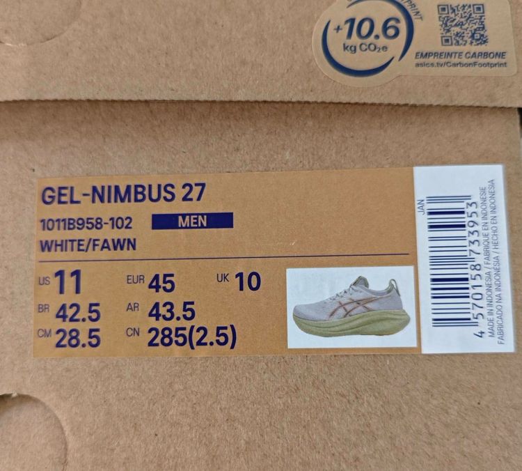 ของใหม่ Asics Nimbus27(US11) ของแท้พร้อมกล่อง รูปที่ 4