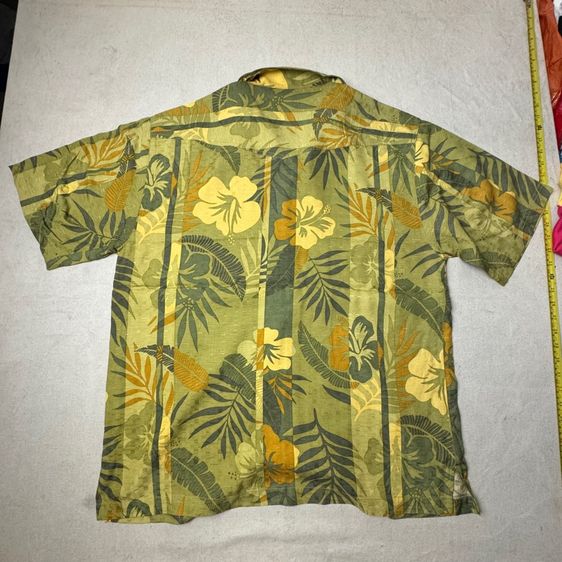 เสื้อฮาวายลายดอก​ Tommy Bahama ผ้า 100 Silk กระเป๋า​ต่อลาย Size M รูปที่ 9