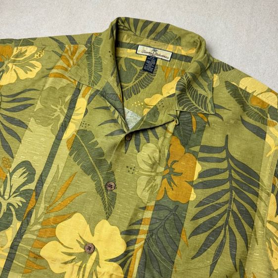 เสื้อฮาวายลายดอก​ Tommy Bahama ผ้า 100 Silk กระเป๋า​ต่อลาย Size M รูปที่ 4