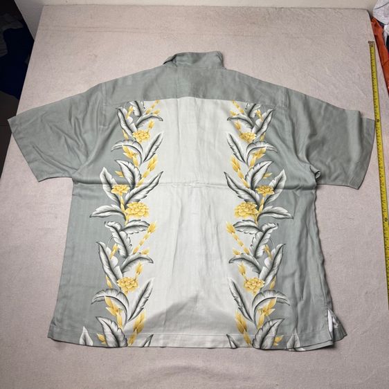 เสื้อฮาวายลายดอก​ Tommy Bahama ผ้า 100 Silk กระเป๋า​ต่อลาย Size L รูปที่ 8