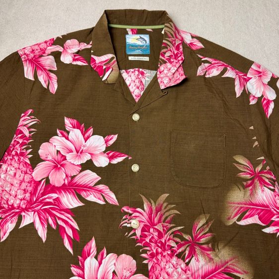 เสื้อฮาวายลายดอก​ Tommy Bahama ผ้า Silk cotton กระเป๋า​ต่อลาย Size XL​ รูปที่ 3