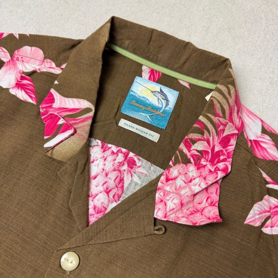 เสื้อฮาวายลายดอก​ Tommy Bahama ผ้า Silk cotton กระเป๋า​ต่อลาย Size XL​ รูปที่ 7