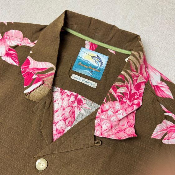 เสื้อฮาวายลายดอก​ Tommy Bahama ผ้า Silk cotton กระเป๋า​ต่อลาย Size XL​ รูปที่ 5