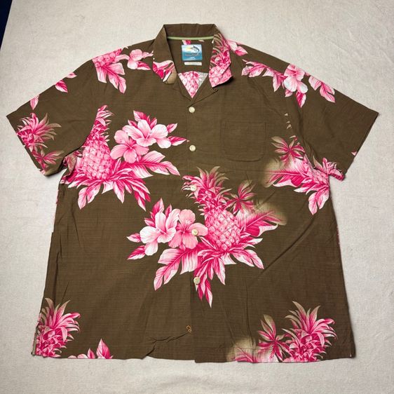 เสื้อฮาวายลายดอก​ Tommy Bahama ผ้า Silk cotton กระเป๋า​ต่อลาย Size XL​