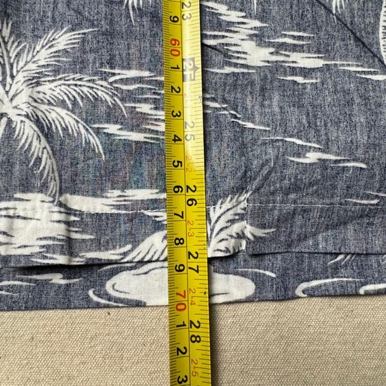 เสื้อฮาวายลายดอก​ Two Palms ผ้า 100 cotton กระเป๋า​ต่อลาย Size S รูปที่ 11