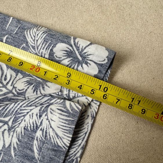 เสื้อฮาวายลายดอก​ Two Palms ผ้า 100 cotton กระเป๋า​ต่อลาย Size S รูปที่ 10