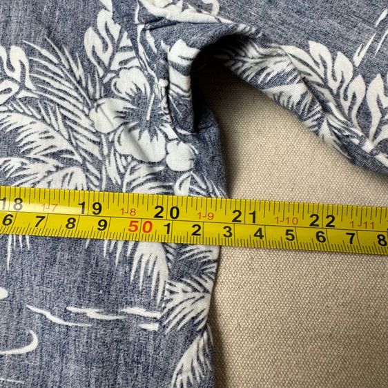 เสื้อฮาวายลายดอก​ Two Palms ผ้า 100 cotton กระเป๋า​ต่อลาย Size S รูปที่ 9