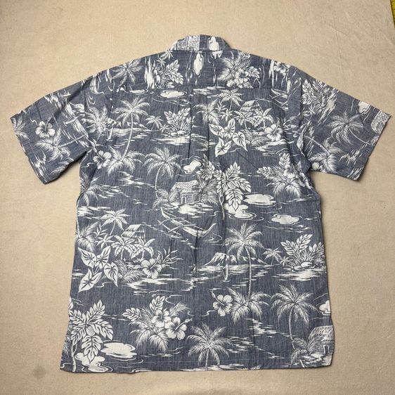 เสื้อฮาวายลายดอก​ Two Palms ผ้า 100 cotton กระเป๋า​ต่อลาย Size S รูปที่ 8