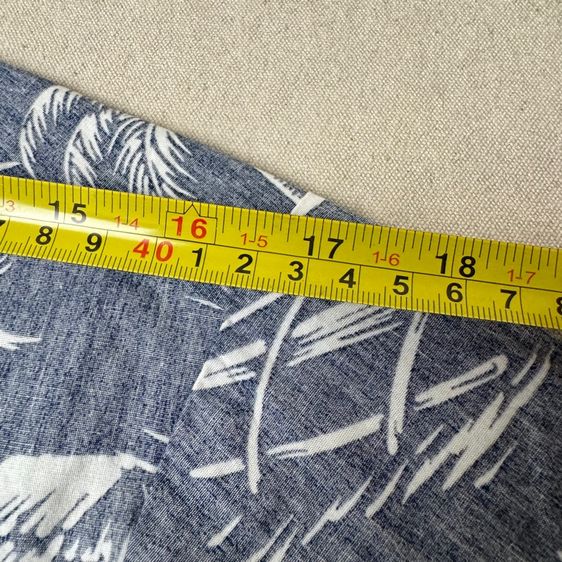 เสื้อฮาวายลายดอก​ Two Palms ผ้า 100 cotton กระเป๋า​ต่อลาย Size S รูปที่ 12