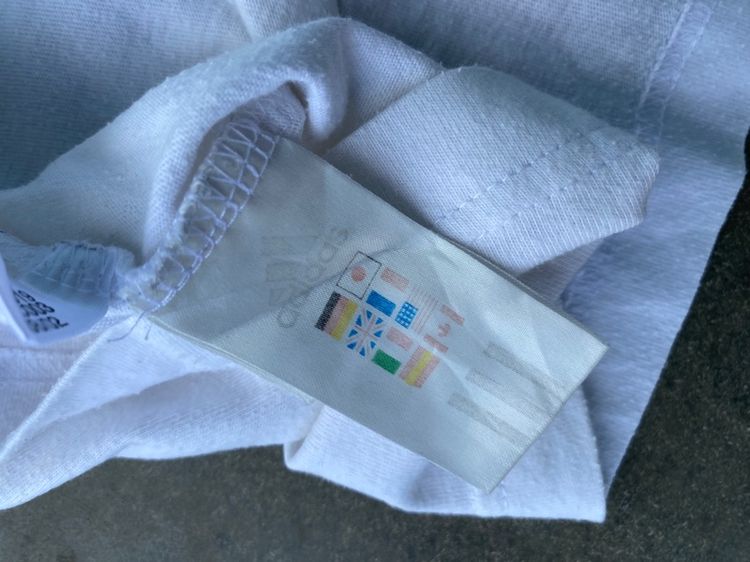 Adidas Vintage T-Shirt White Black Blue Stripe รูปที่ 4