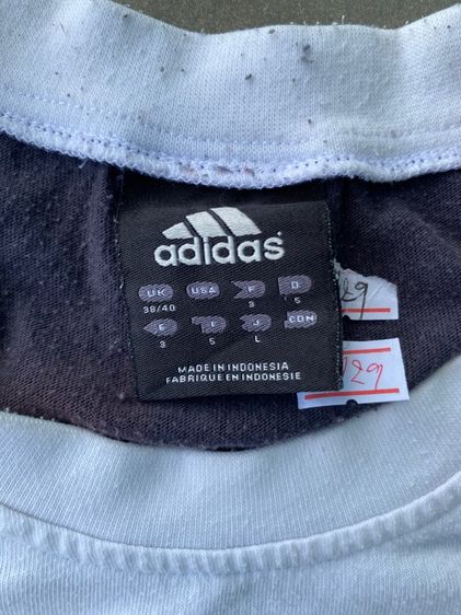 Adidas Vintage T-Shirt White Black Blue Stripe รูปที่ 3